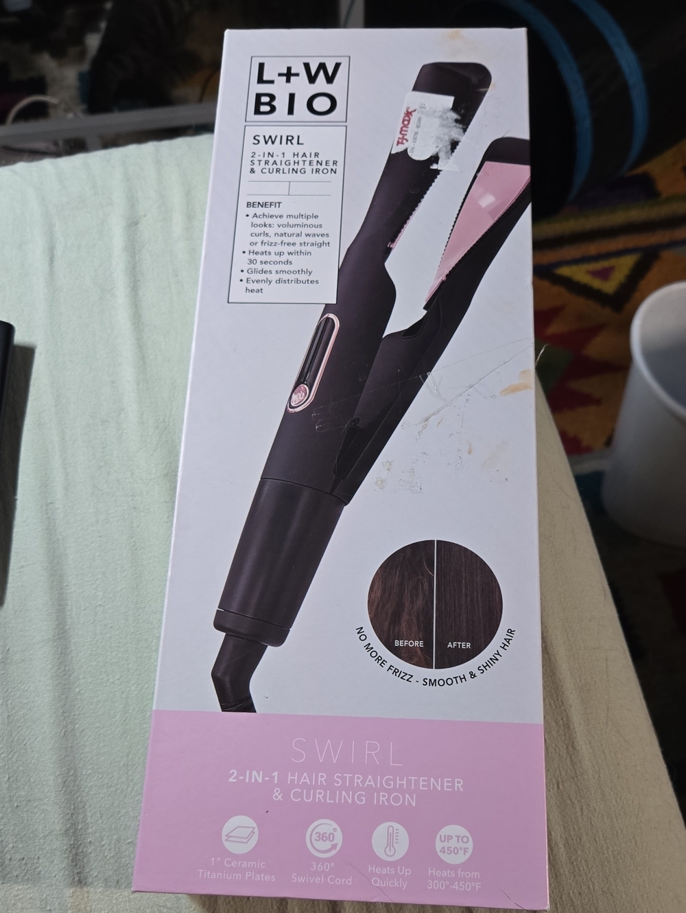 Swirl 2-in-1 Hair Straightener & Curling Iron — Black & Pink